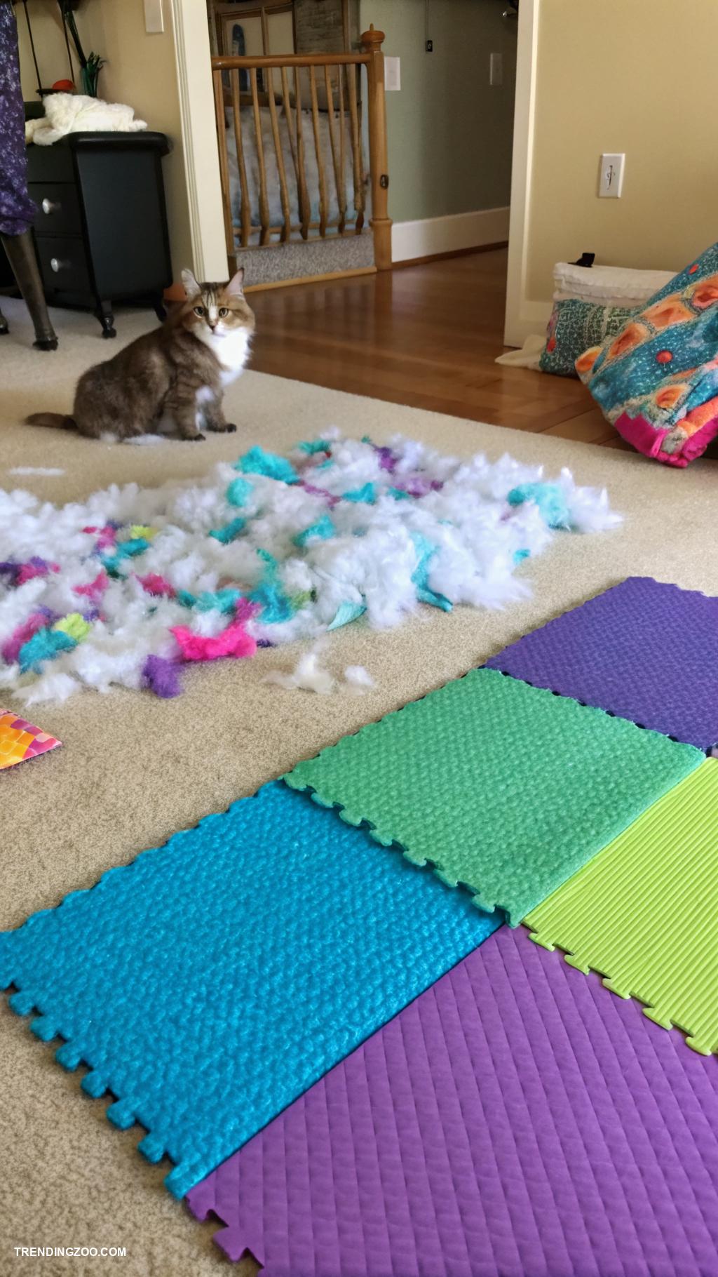 diy cat kicker toys Yoga mat scraps filled with stuffing