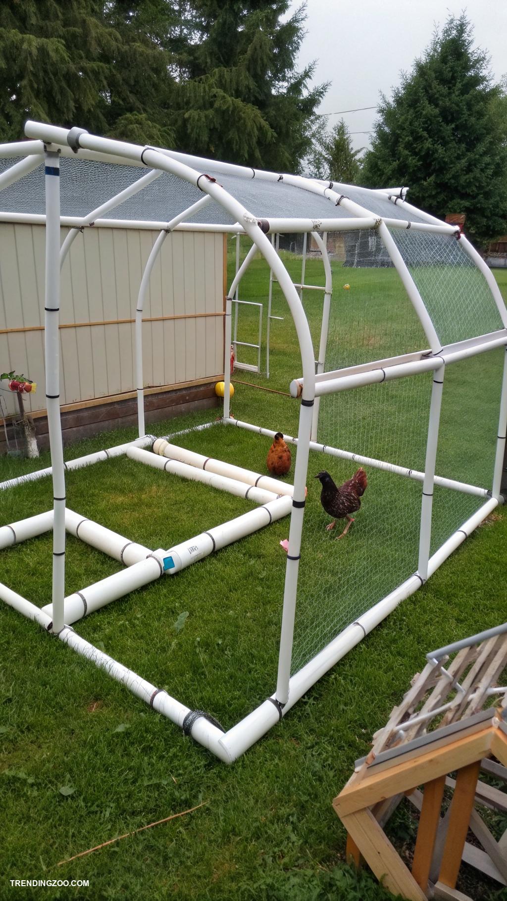 diy chicken run Create a PVC pipe chicken run structure