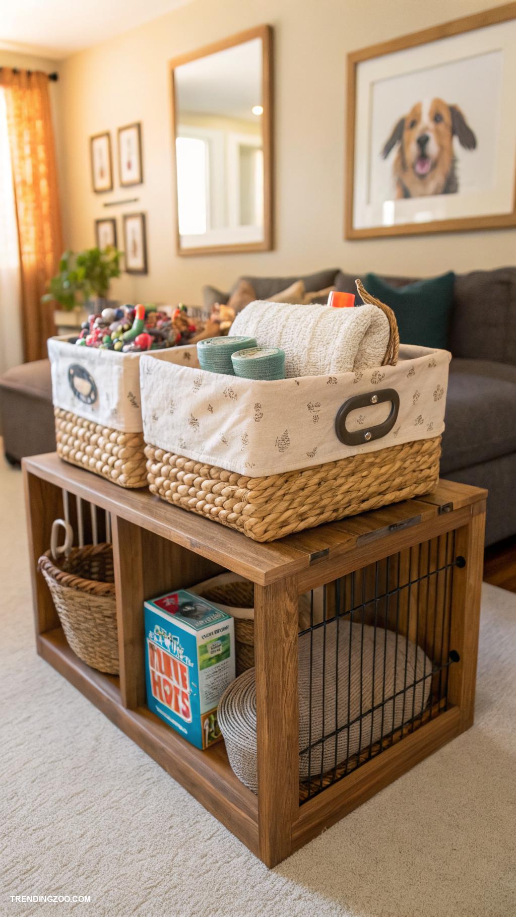 diy dog crate topper Storage baskets for pet supplies