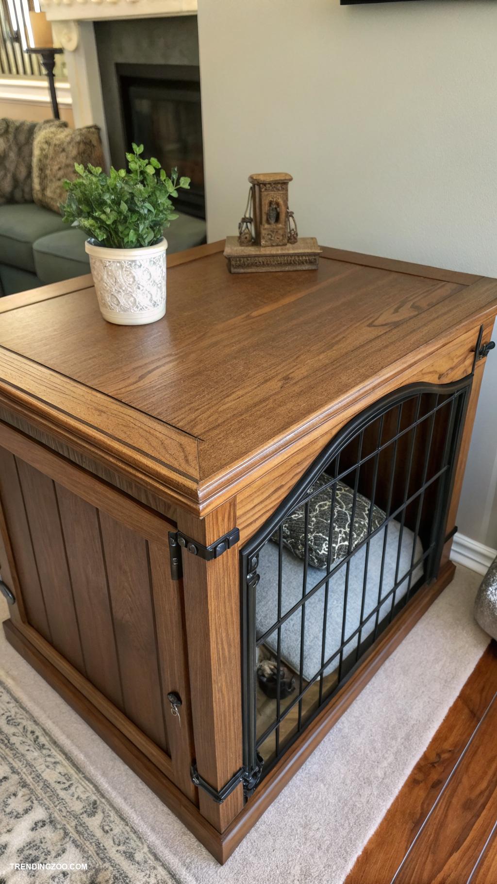 diy dog crate topper Wooden tabletop for a stylish look
