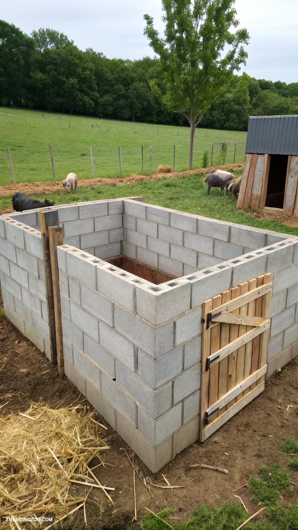 diy pig pens Cinder block pen for durability