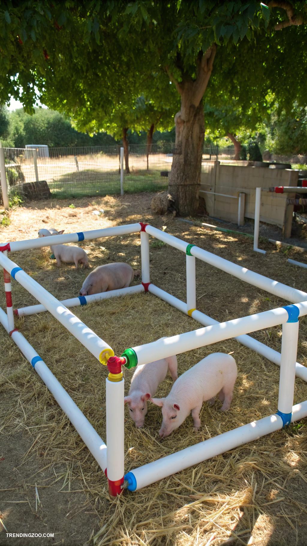 diy pig pens PVC pipe fencing for lightweight structure