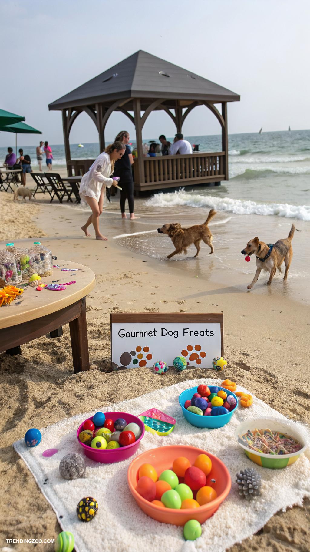 dog eating area Beach zone for dogs to play and eat