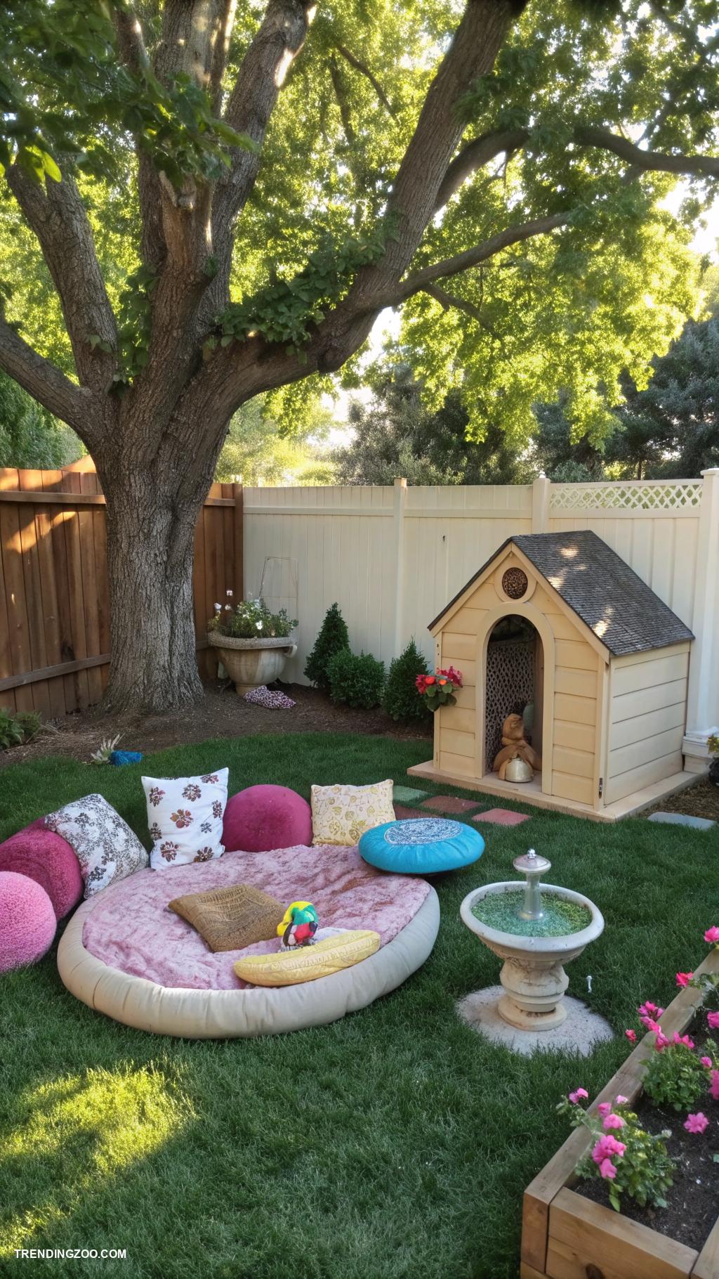 dog friendly backyard ideas Include a nap spot with cushions