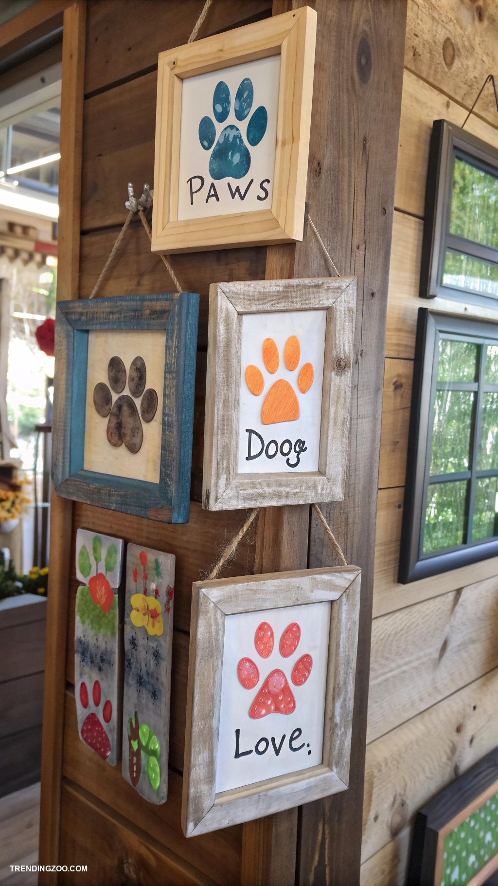 dog wall ideas Dog paw print art display