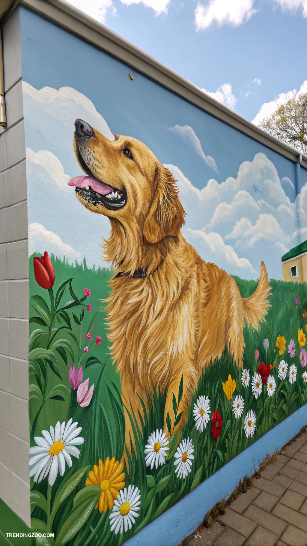 dog wall ideas Hand painted dog portrait mural