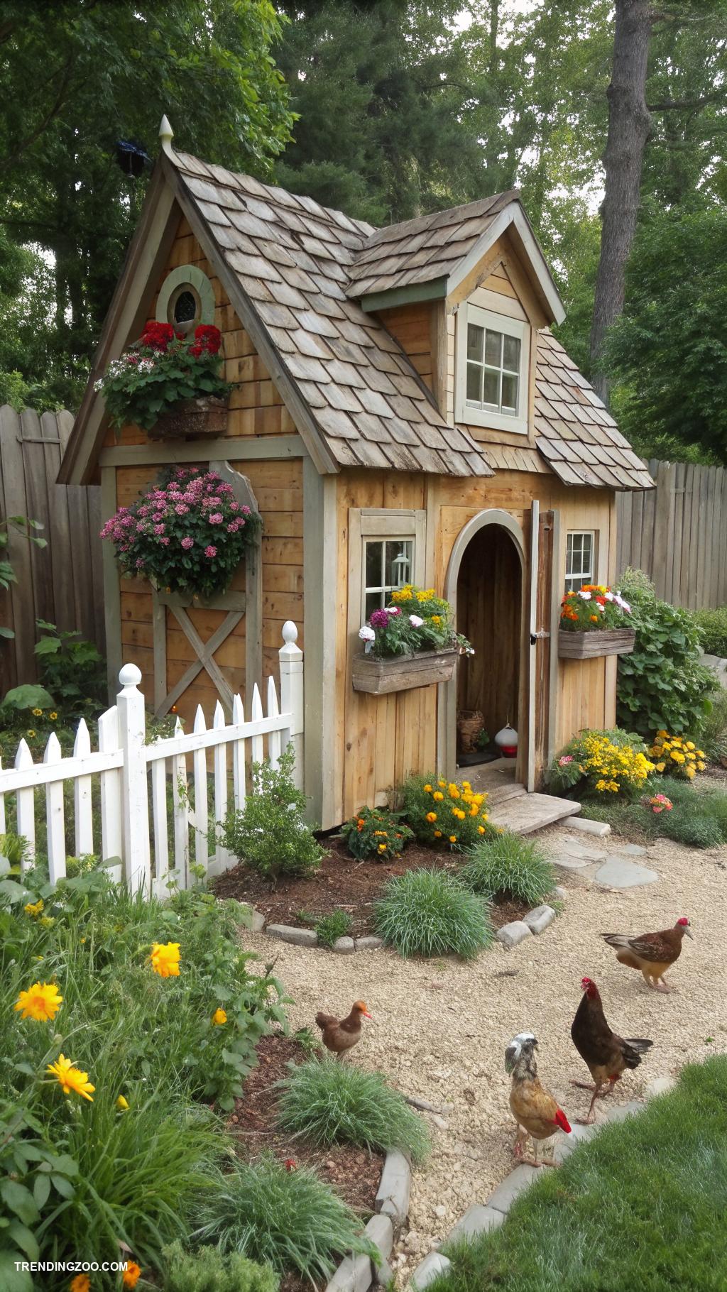 fancy chicken coop Charming cottage style coop with garden