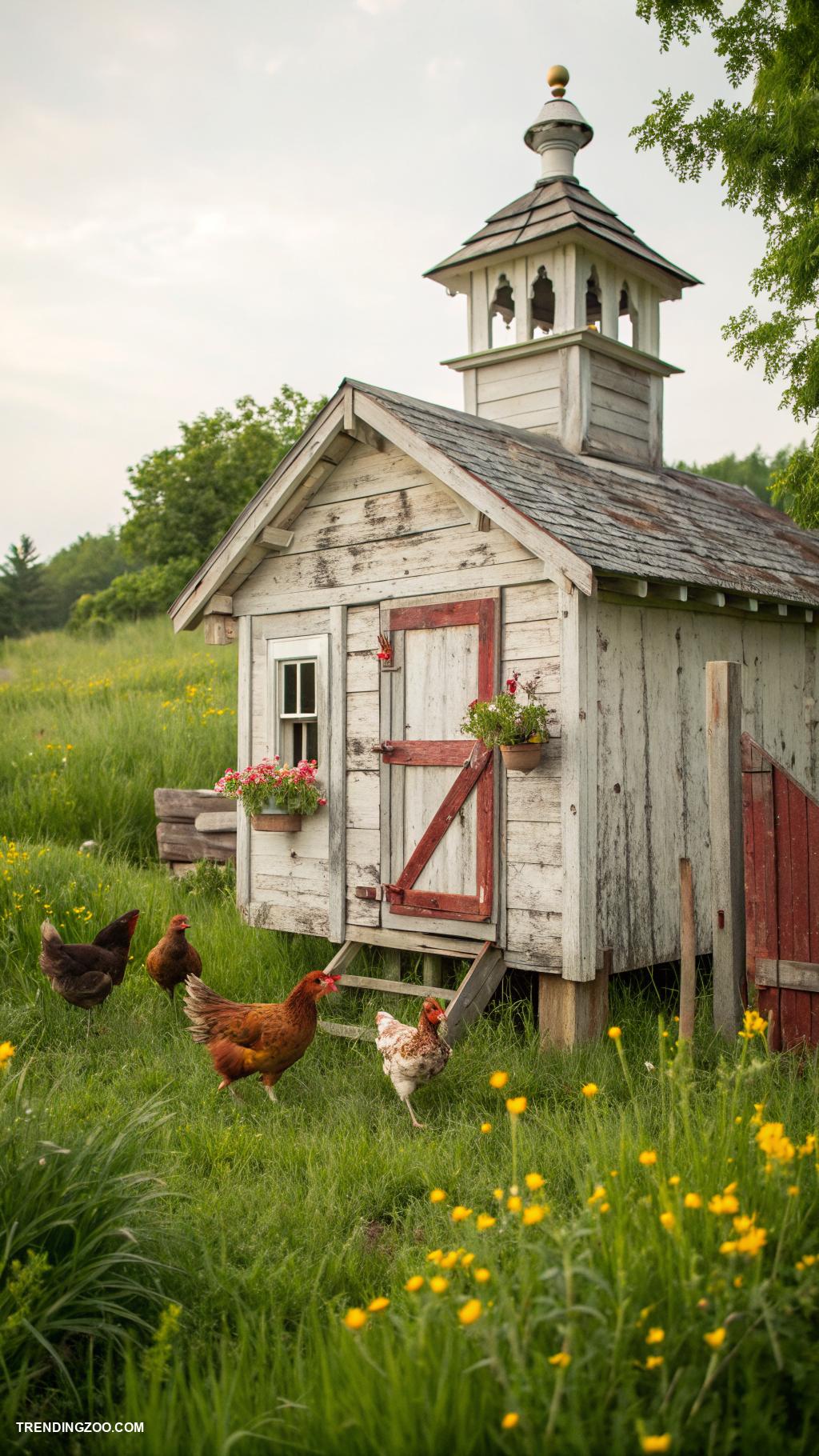 fancy chicken coop Vintage wooden barn chicken house