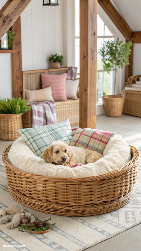 farmhouse style dog beds Farmhouse style wicker basket bed