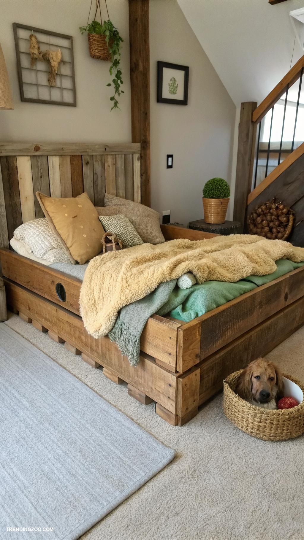 farmhouse style dog beds Pallet wood platform bed
