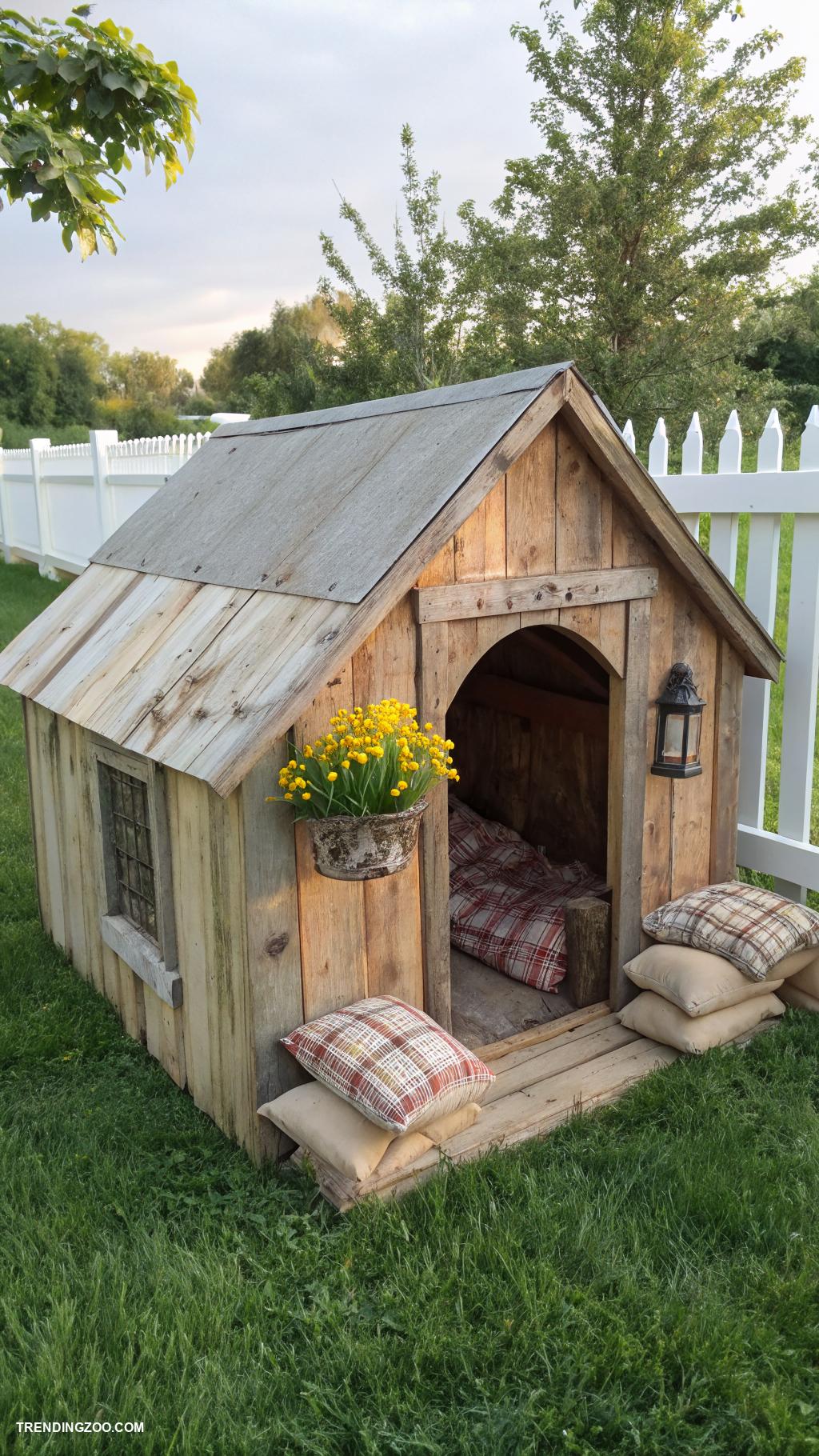 farmhouse style dog beds Rustic barn wood dog house