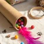handmade cat toys Cardboard tube with treats hidden