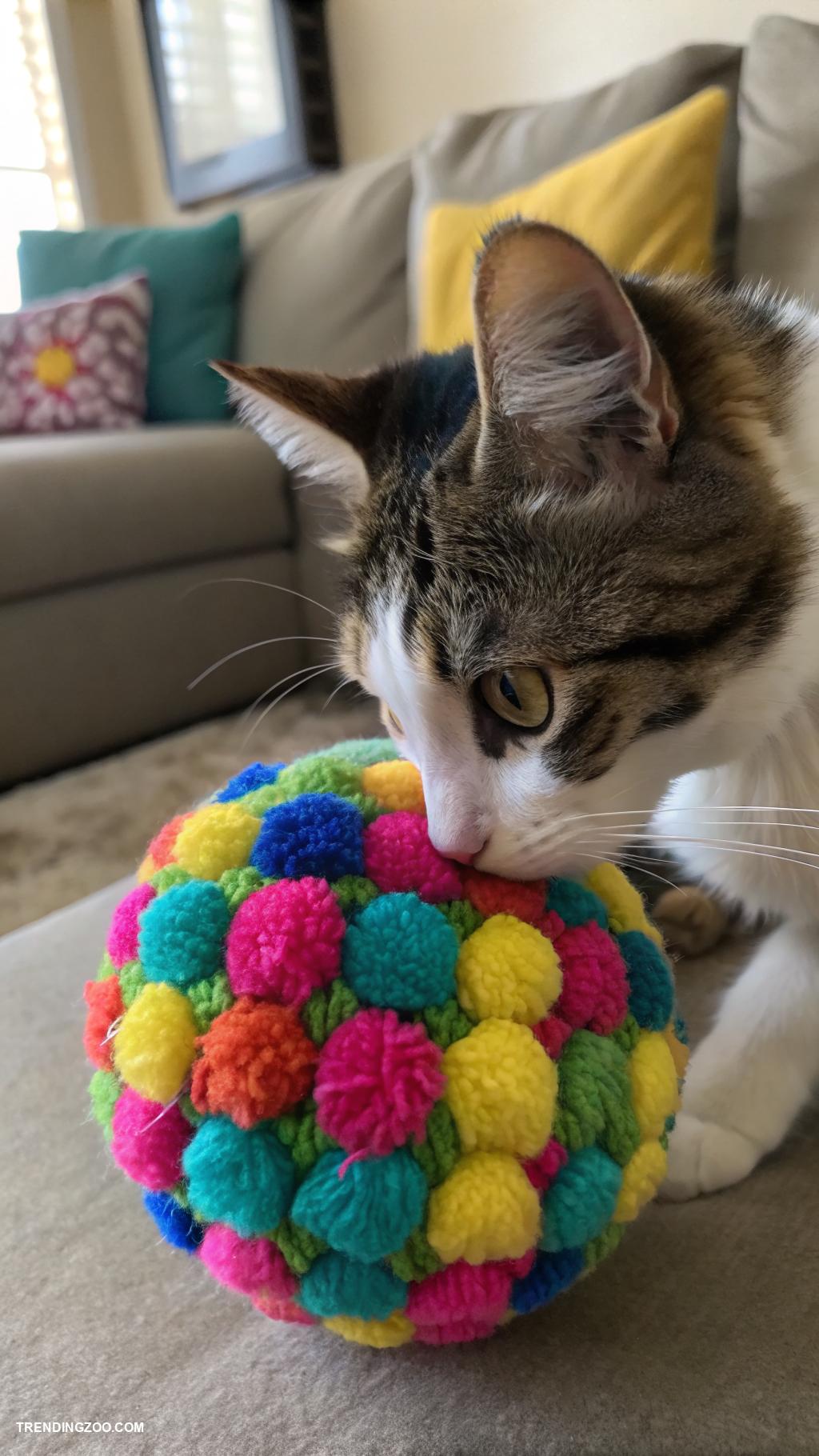 handmade cat toys Jingle bell pom pom balls