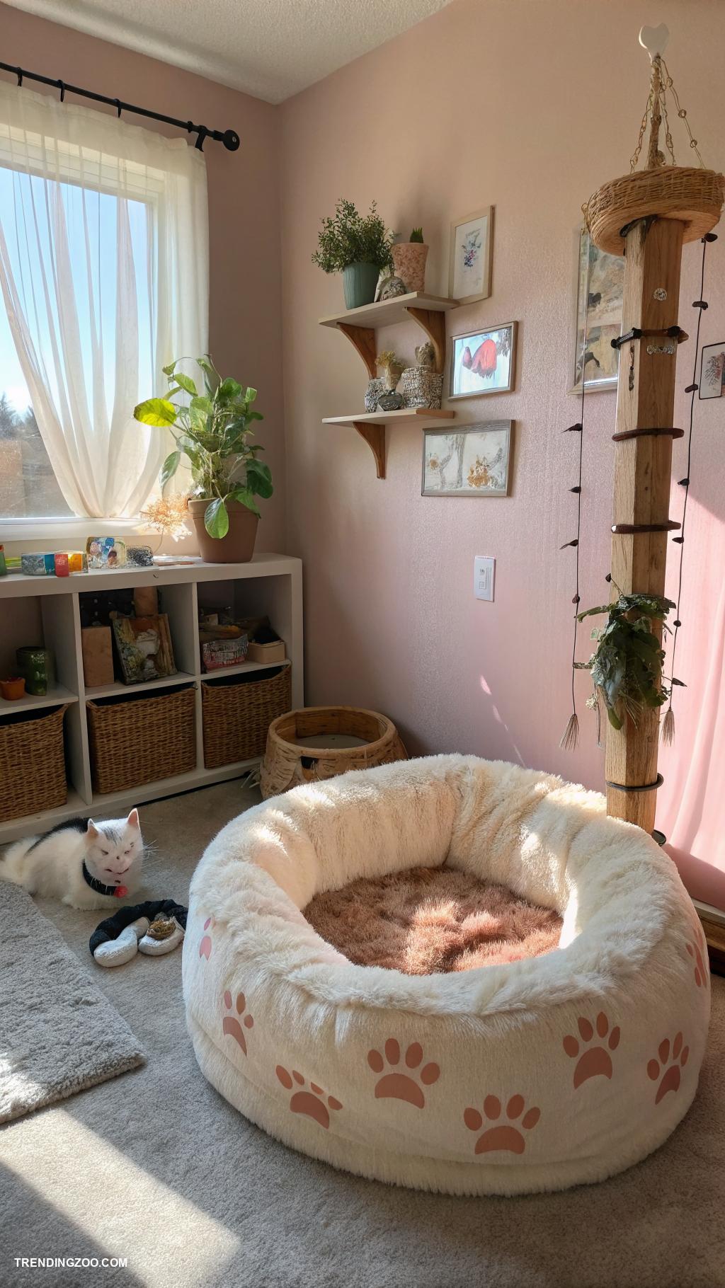 indoor cat room Comfortable cat beds throughout the room