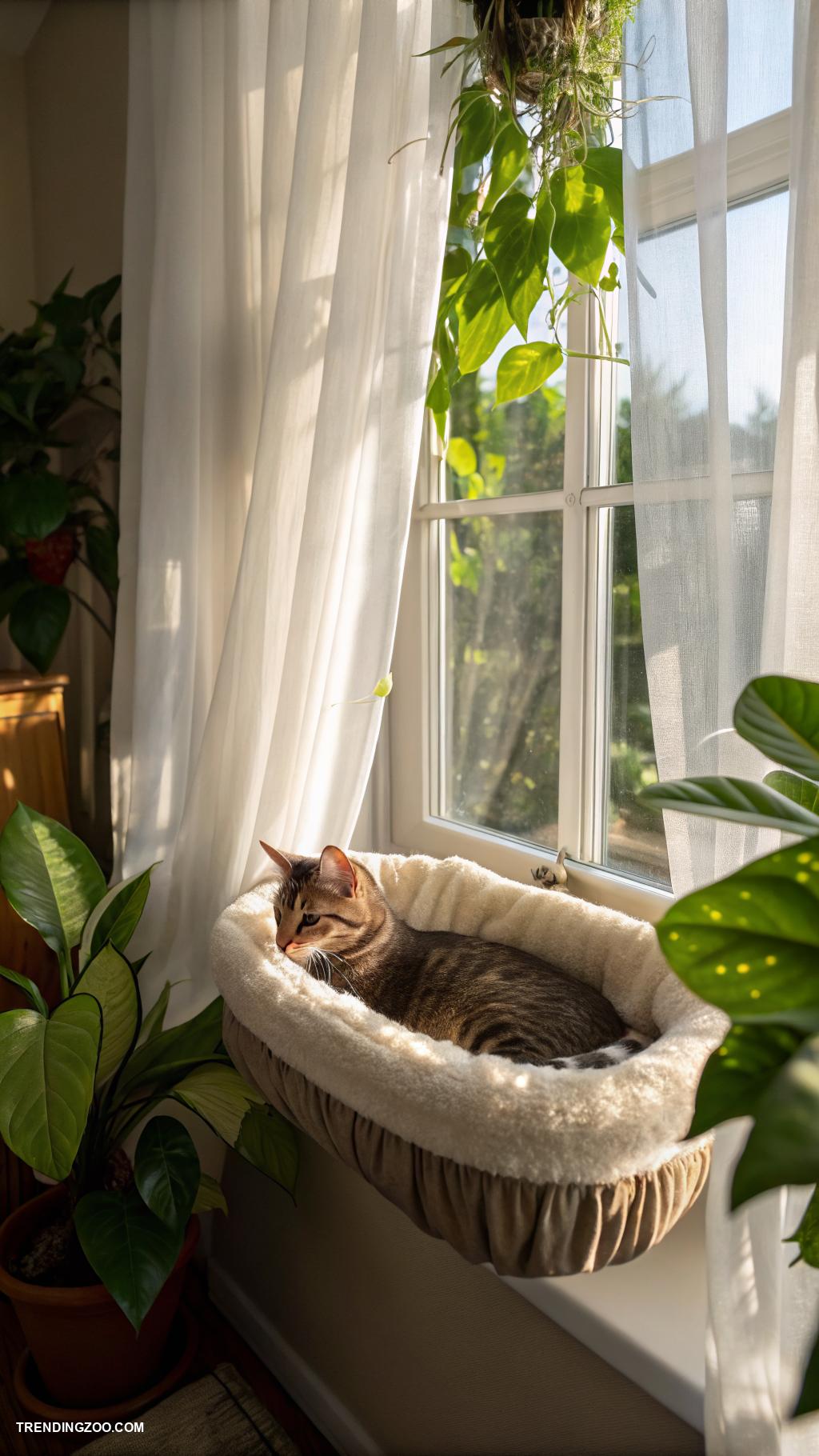 indoor cat room Cozy window perch for sunbathing