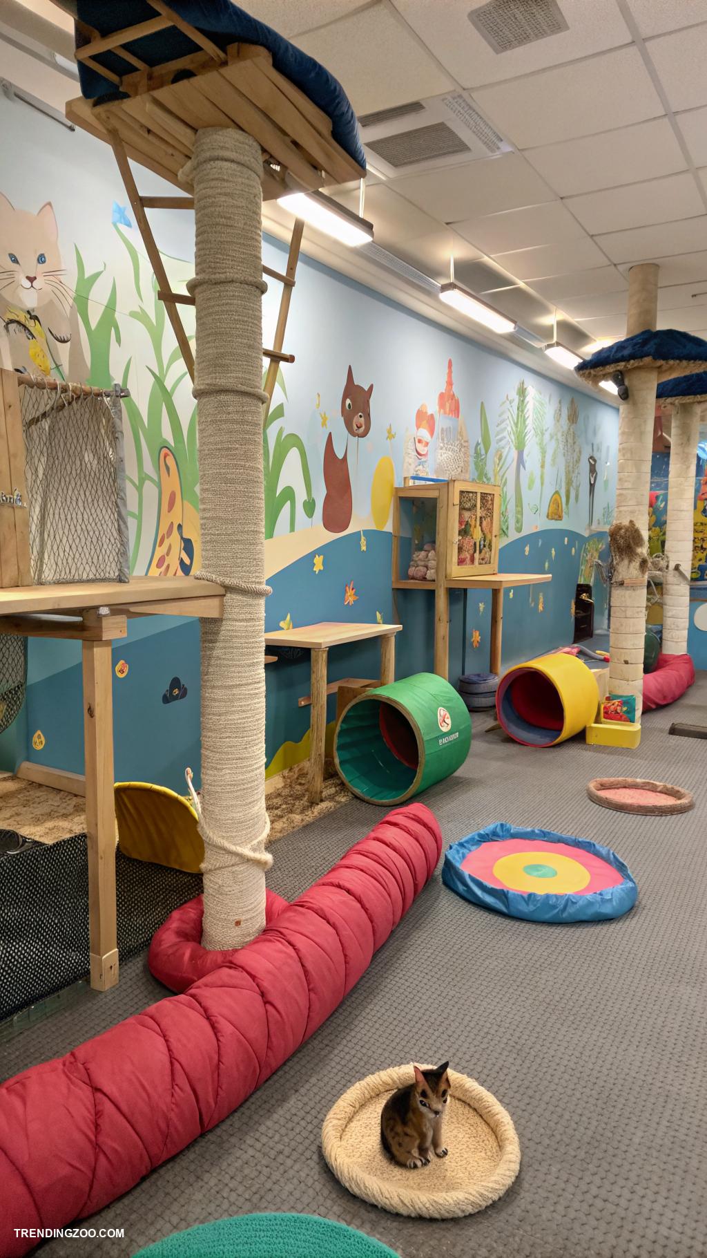 indoor cat room Tunnels and play zones for exploration