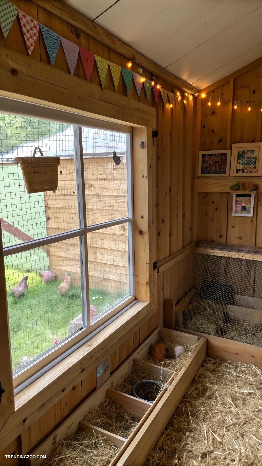 interior chicken coop ideas Window ventilation for fresh air