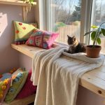 kitty room Cozy window perch with soft blankets