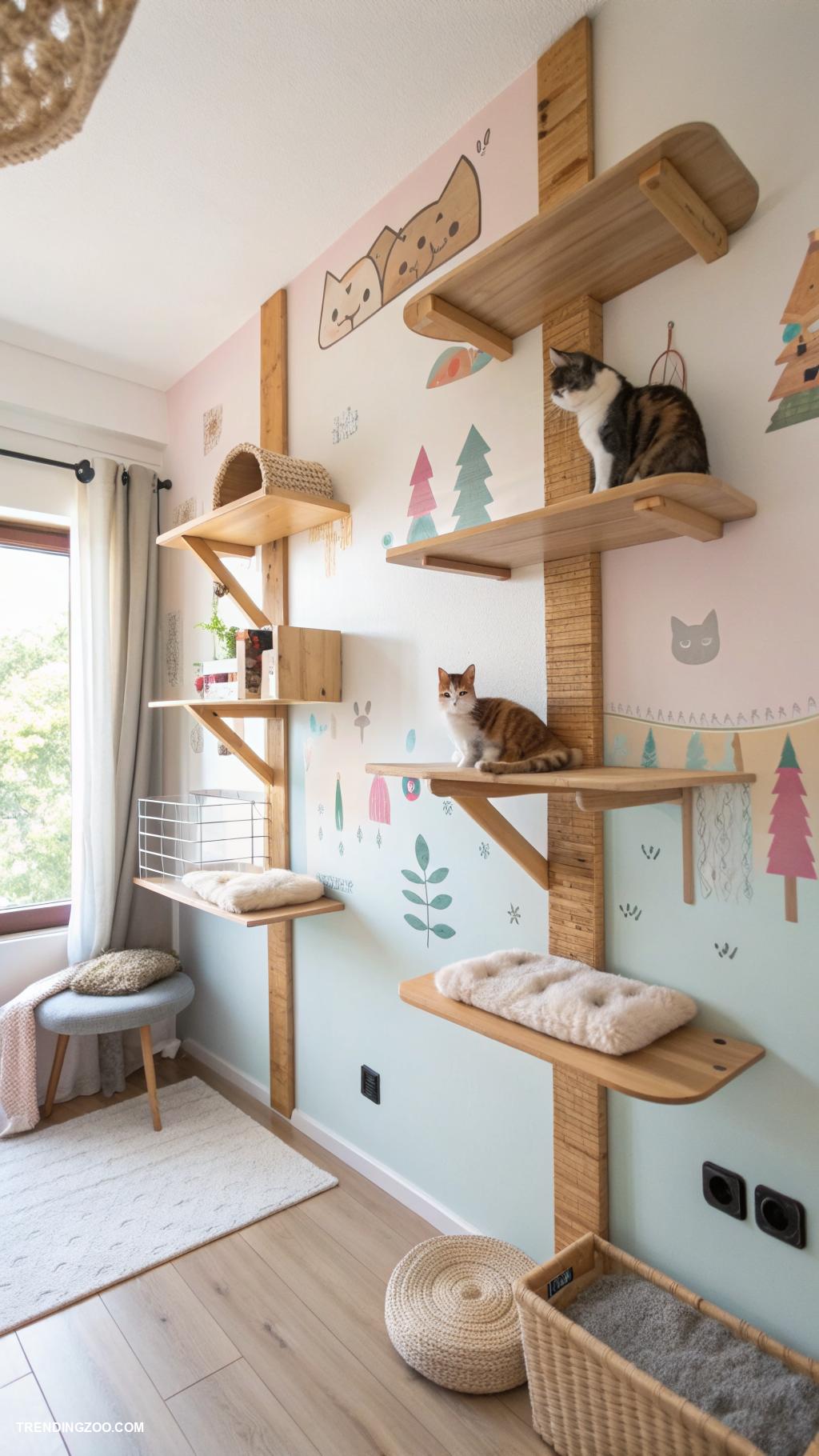 kitty room Interactive cat wall shelving system