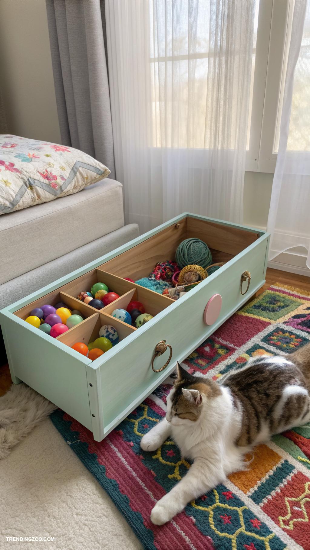 kitty room Under bed storage for toys