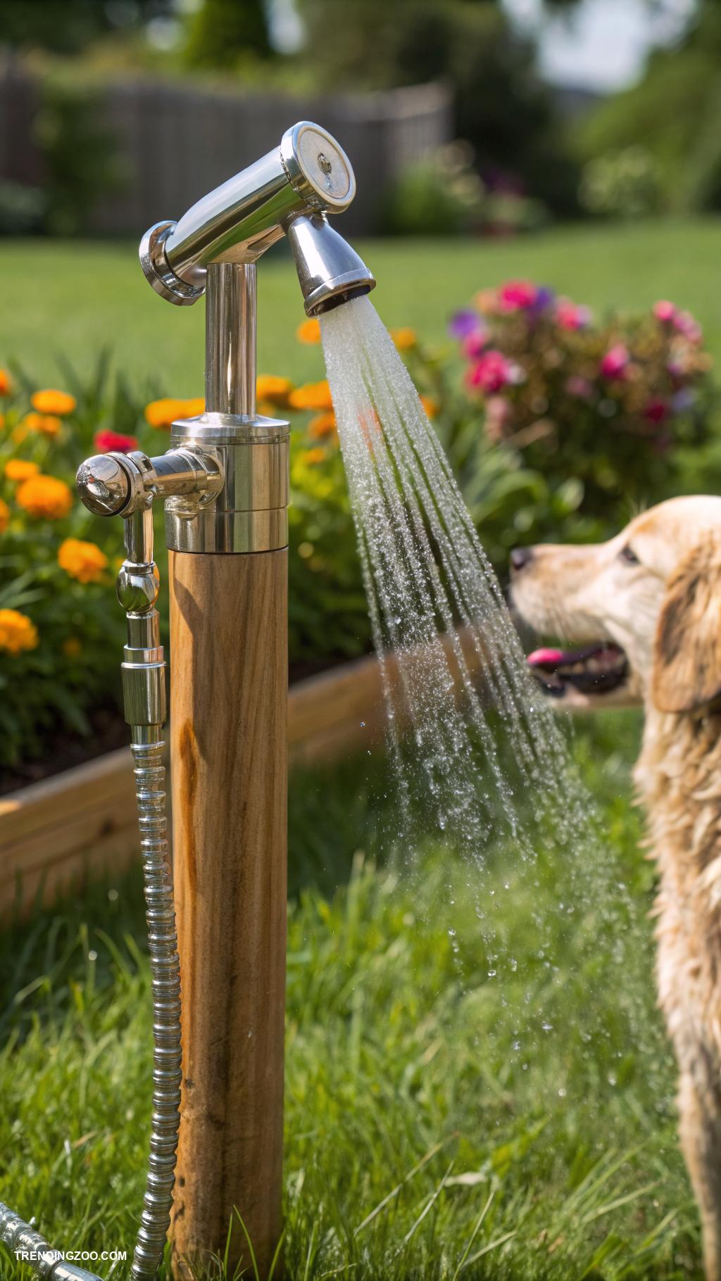 outdoor dog shower ideas Garden faucet with a detachable sprayer