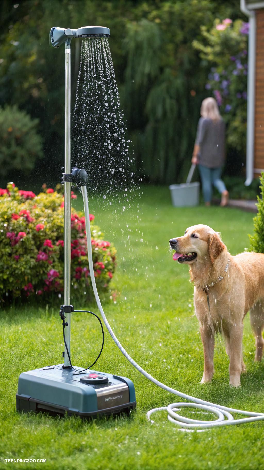 outdoor dog shower ideas Portable shower with a retractable hose