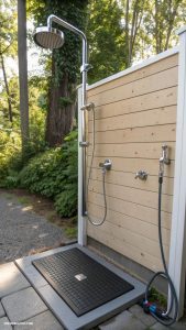 outdoor dog shower ideas Wall mounted shower with grooming attachment