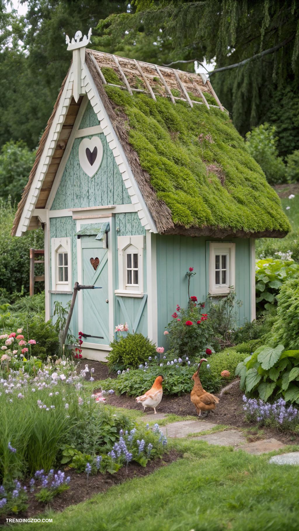 small chicken coops Charming cottage style coop with garden roof