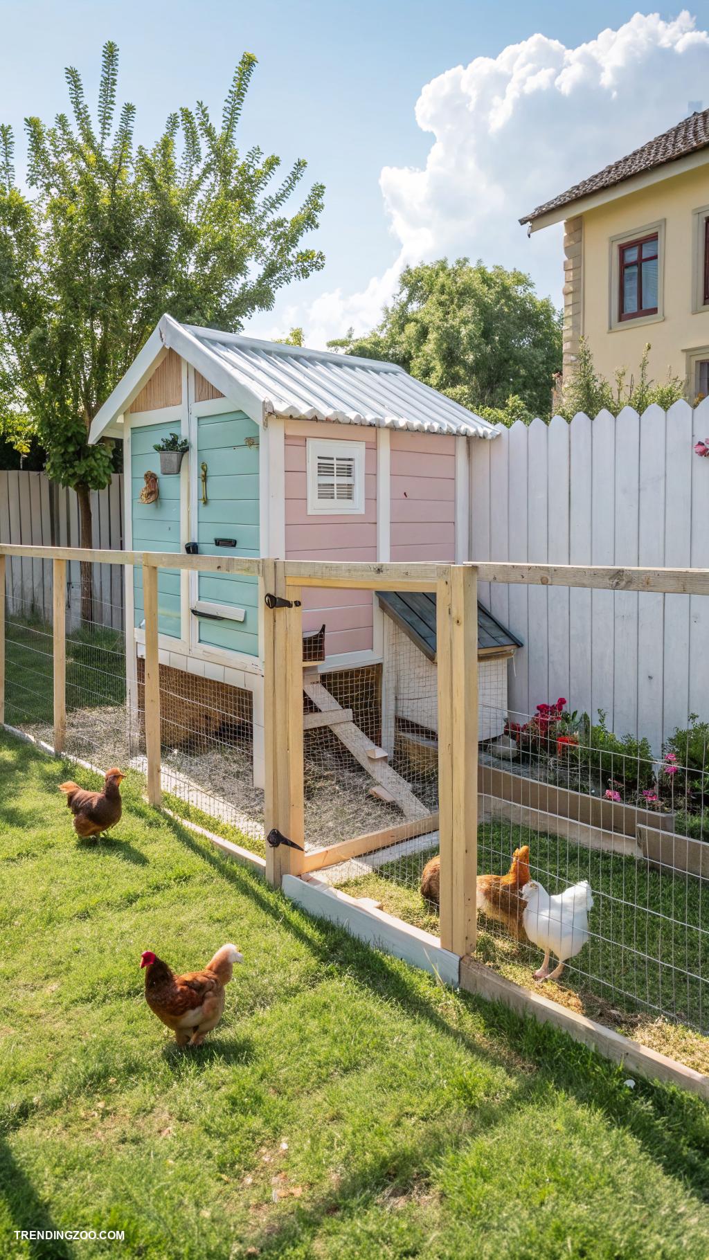 small chicken coops Fenced run attached for outdoor freedom