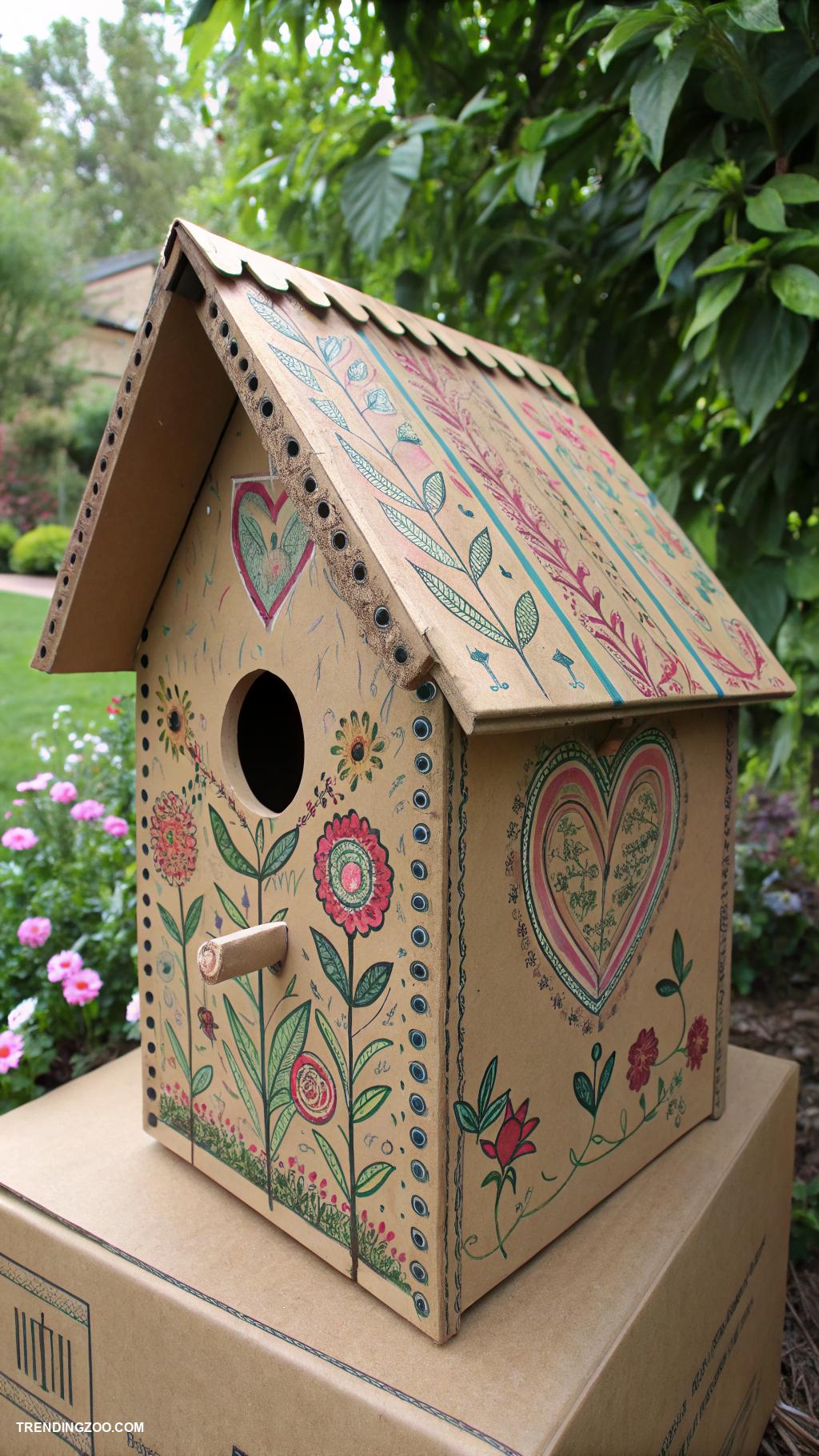 bird houses ideas diy Cardboard box bird house