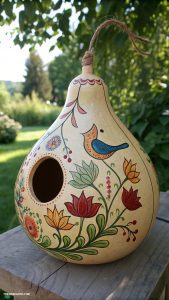 bird houses ideas diy Gourd bird house with decorative painting