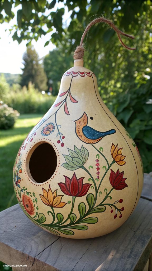 bird houses ideas diy Gourd bird house with decorative painting