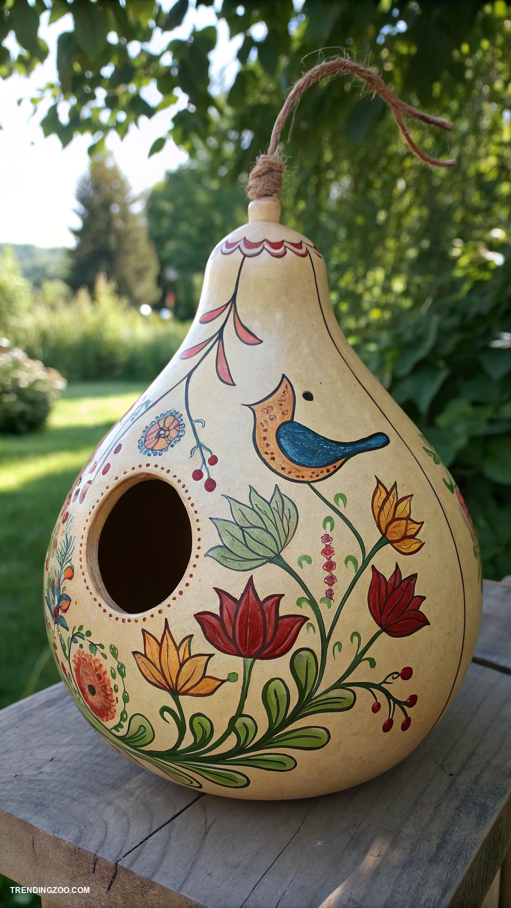 bird houses ideas diy Gourd bird house with decorative painting