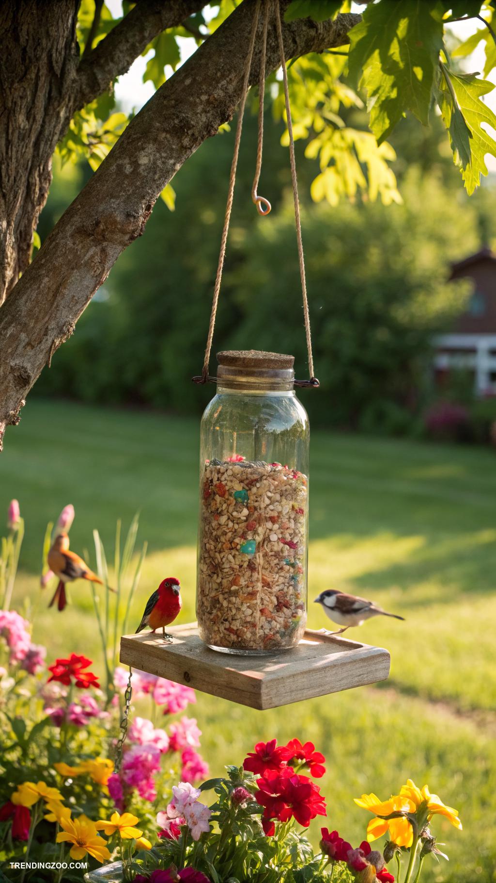 bird houses ideas diy Mason jar hanging feeder