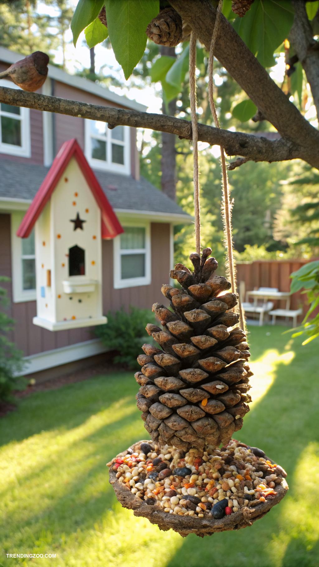 bird houses ideas diy Suet cake feeder from pine cone
