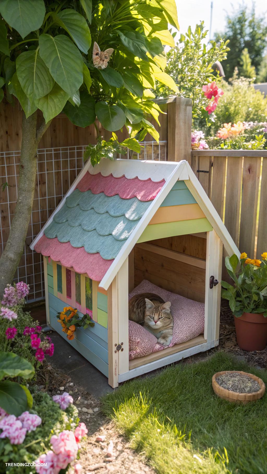 cat pod ideas Outdoor cat pod with protective mesh