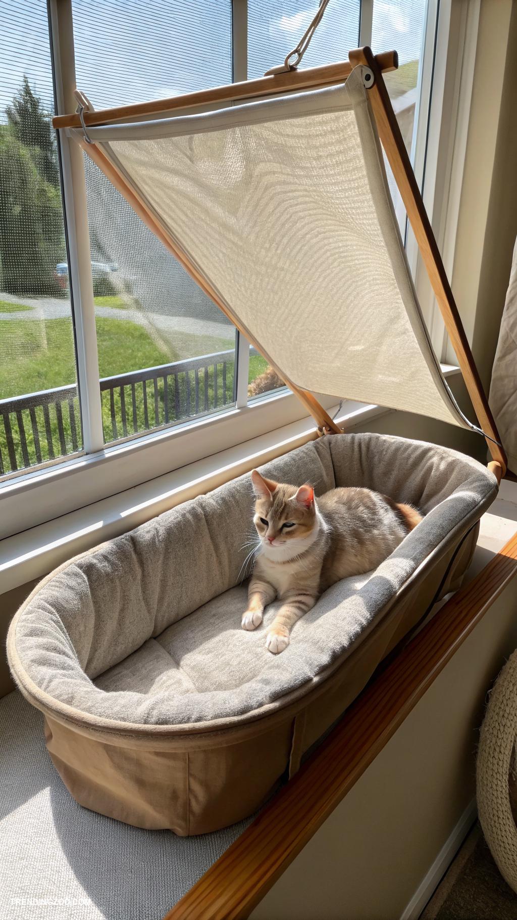 cat window bed ideas Convertible cat bed with sunshade feature