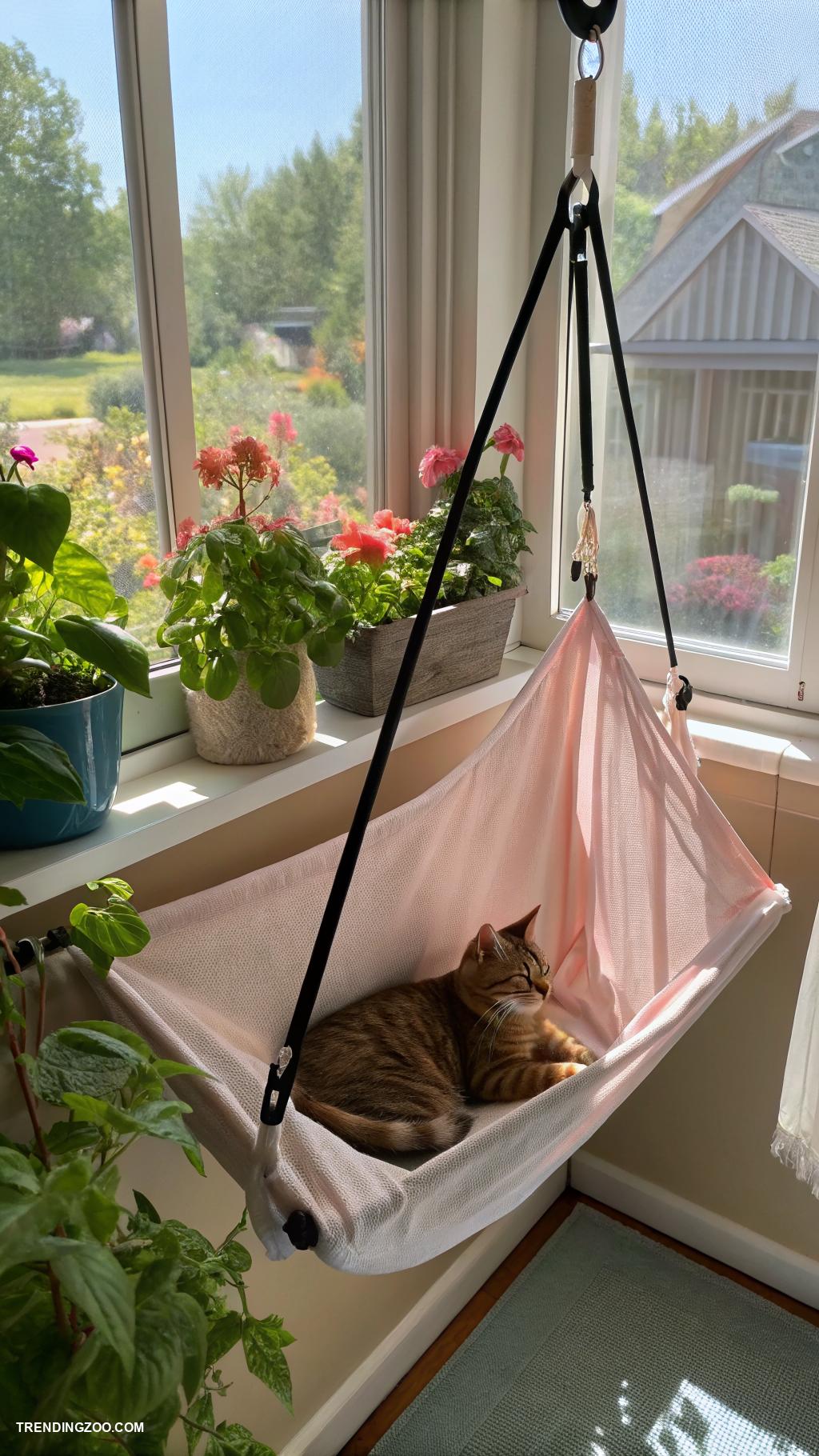 cat window bed ideas Hanging mesh bed for fresh air