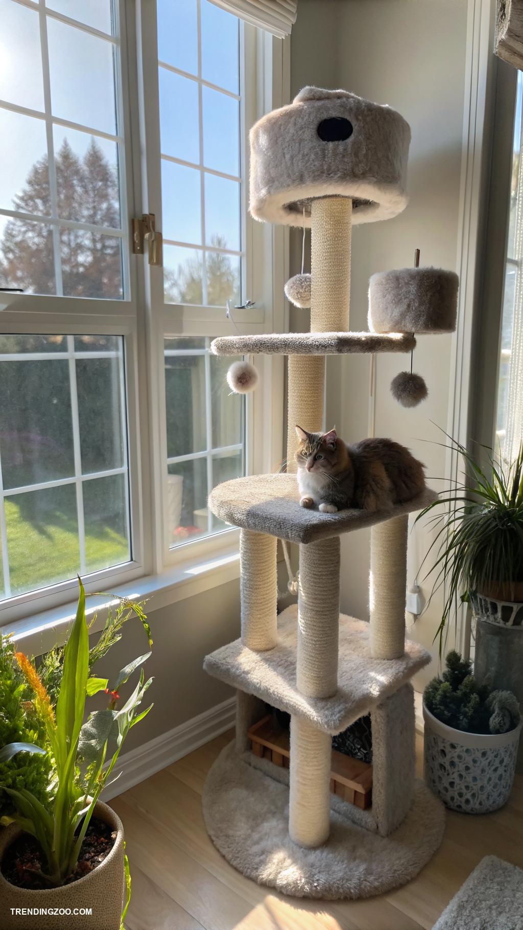 cat window bed ideas Multi level cat tower by the window