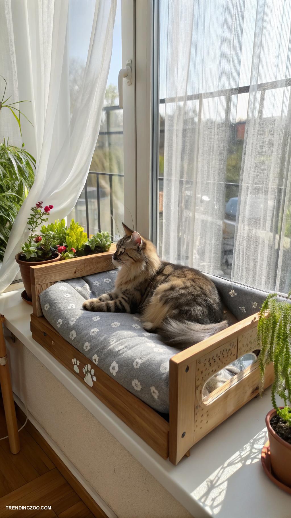 cat window bed ideas Window box with removable cozy cushions