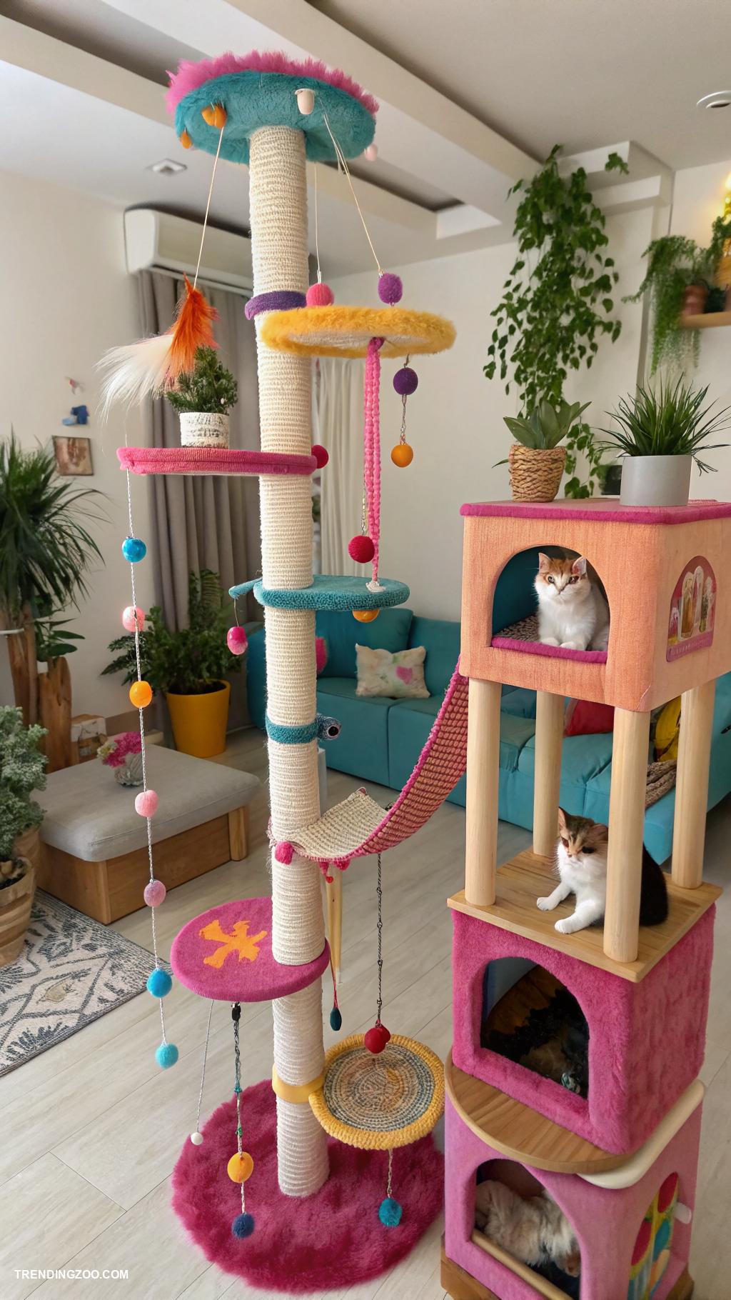 cool cat trees Interactive maze with toys and treats