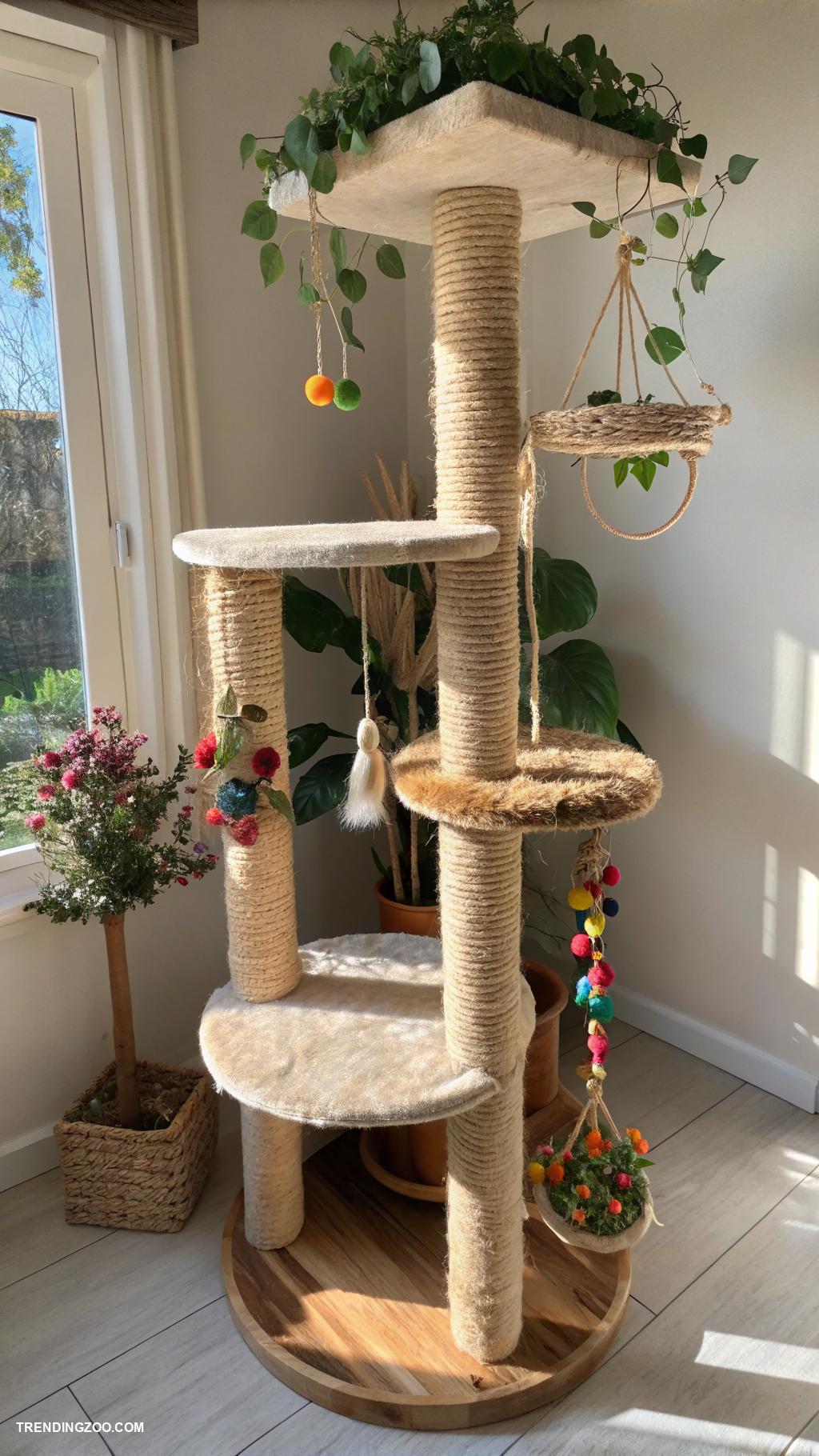 cool cat trees Multi level tower with hammock