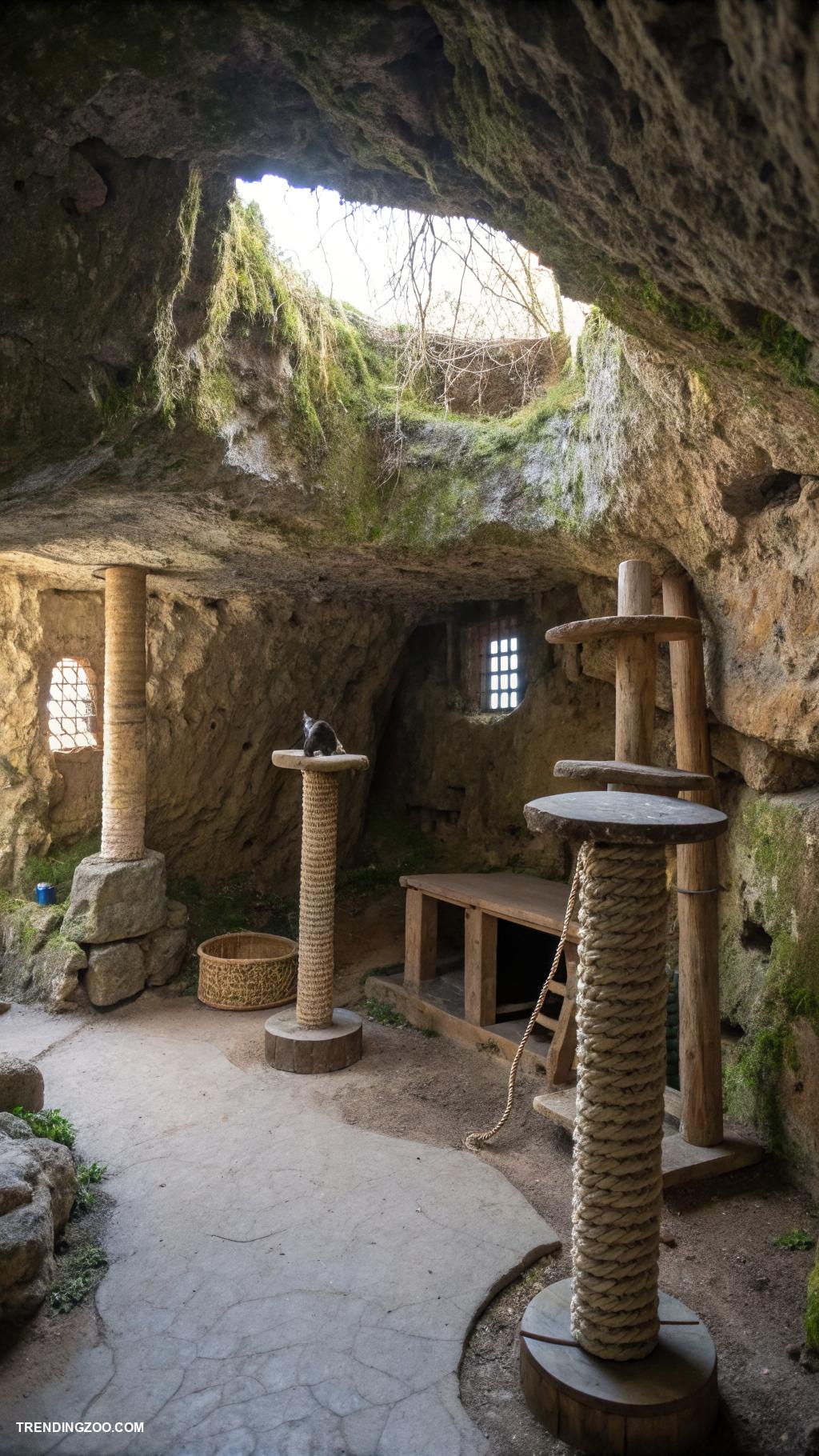 cool cat trees Secluded cave with scratching posts