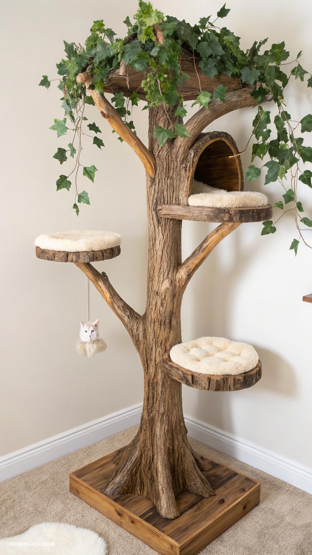 cool cat trees Tree shape with natural wood
