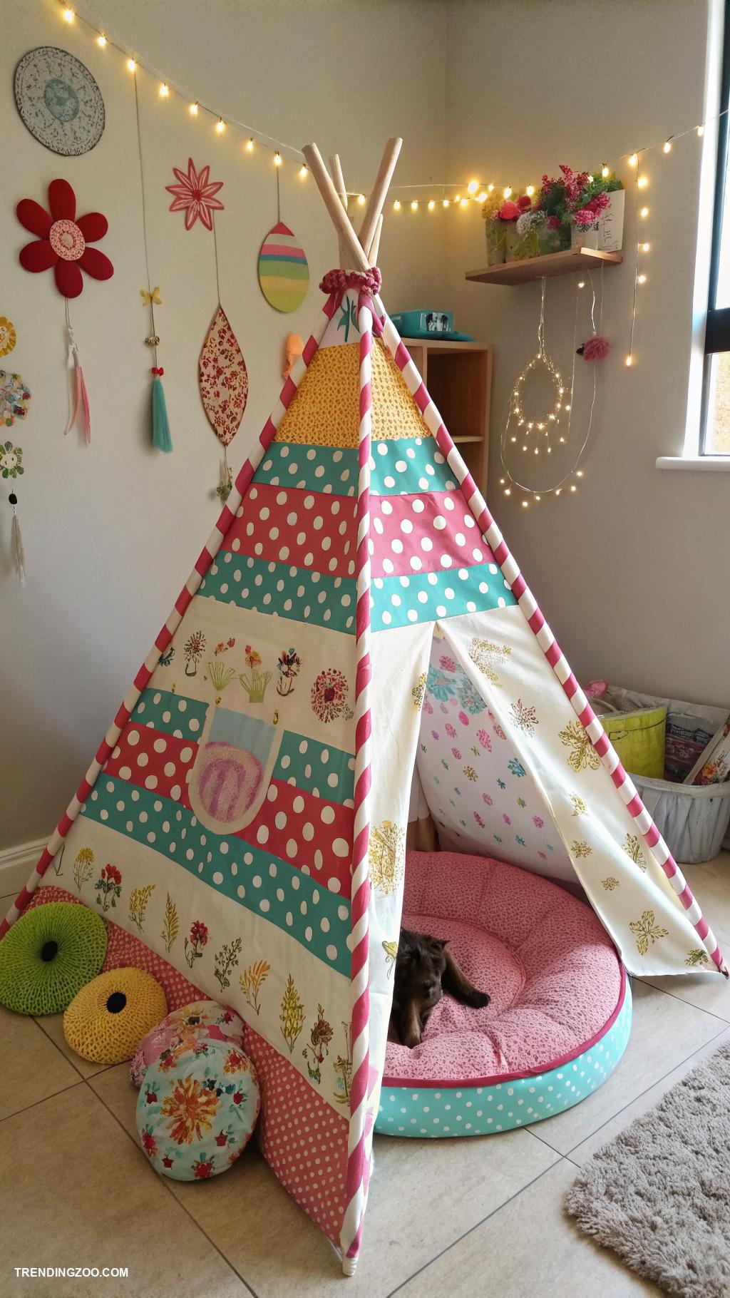 cute dog houses Playful tepee with colorful patterns