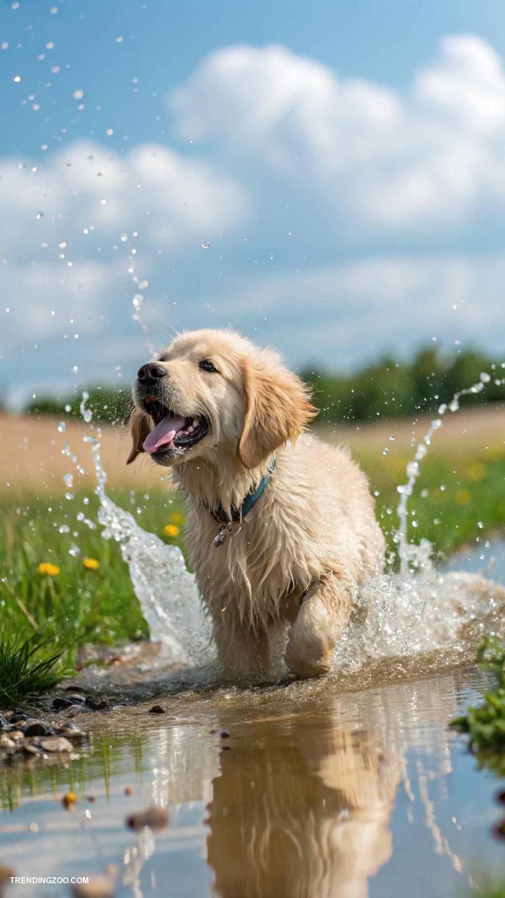 cute puppy phone wallpapers Puppy splashing in a puddle
