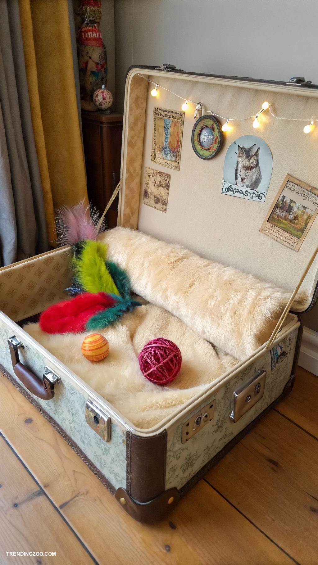 diy cat sofa bed Transform a suitcase into a chic cat bed
