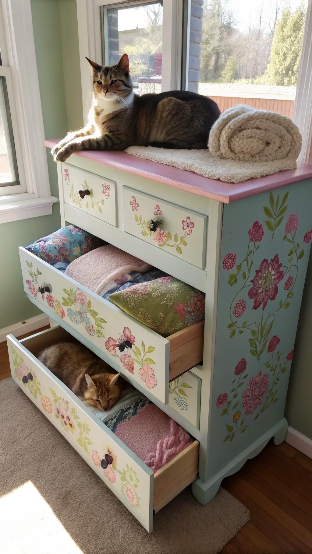 diy cat sofa bed Utilize an old dresser for multi level lounging