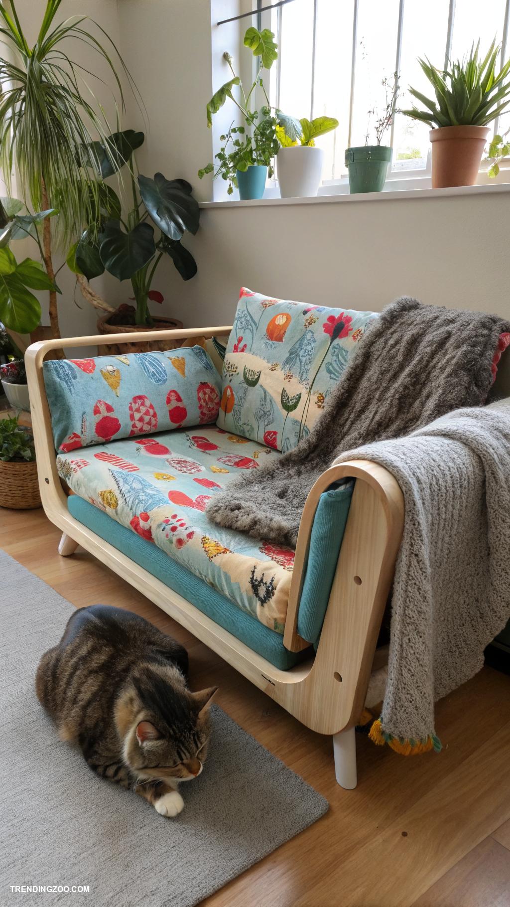 diy cat sofa bed Wrap a cushion in a fabric covered frame