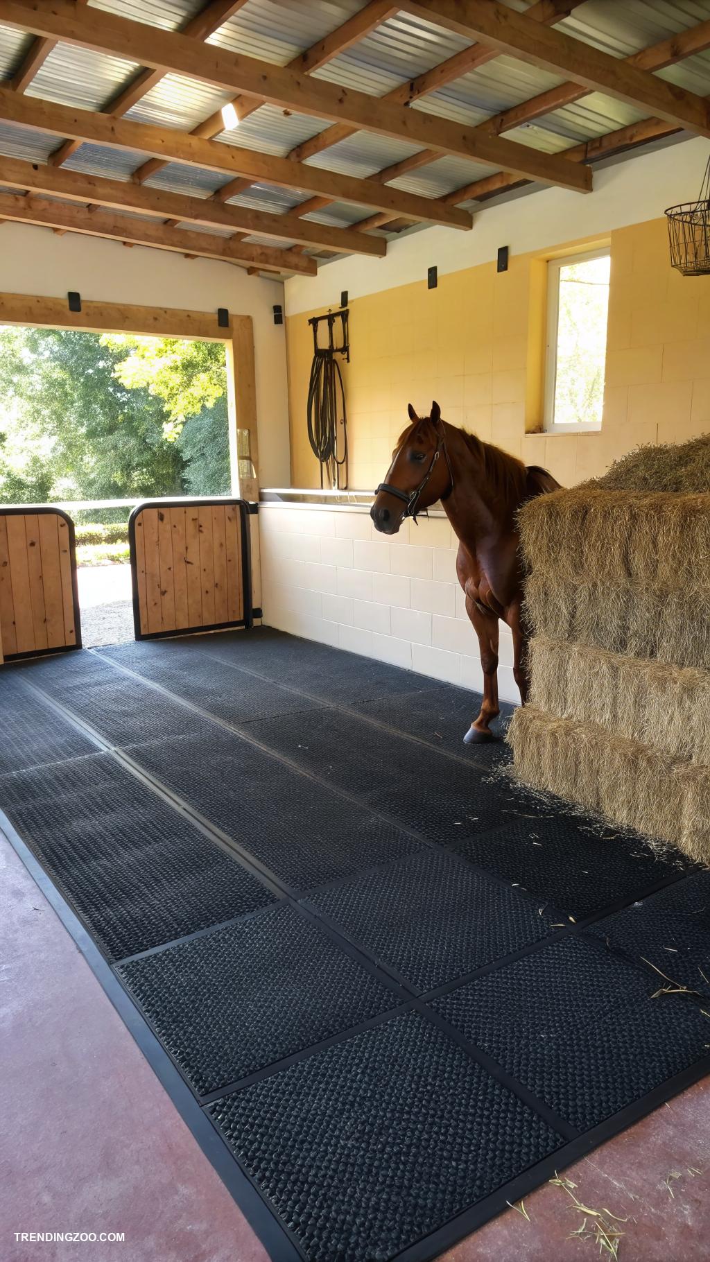 diy horse stall ideas Install rubber mats for better horse comfort